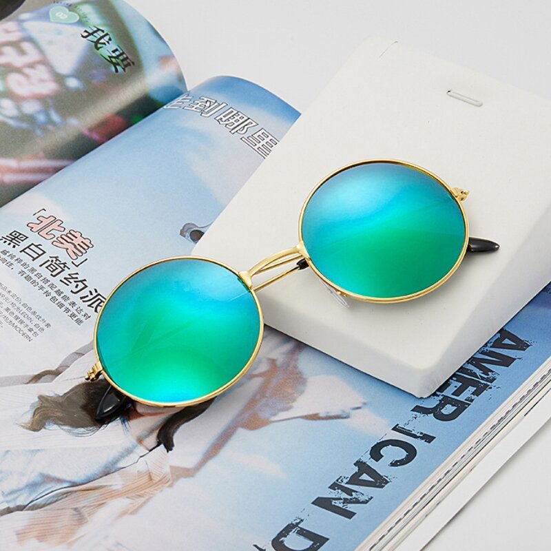 1 قطعة نظارات شمسية مستديرة خمر موضة جديدة الحلوى خمر مرآة مستديرة النظارات الشمسية UV 400 انخفاض الشحن