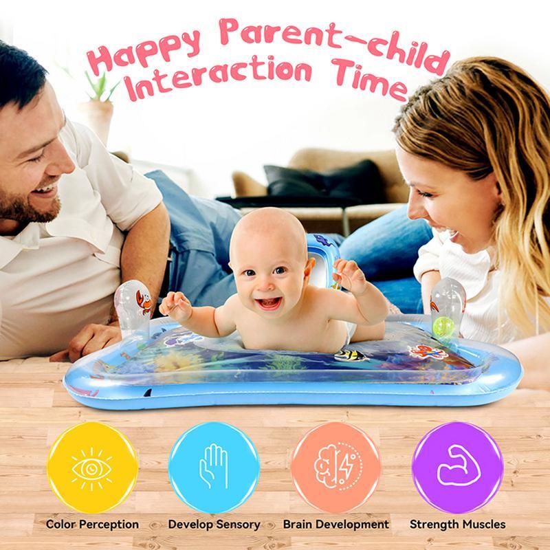 Inflável PVC Water Play Mat para bebês, espelho chocalho, campainha para meninos e meninas, esteira de água para bebês