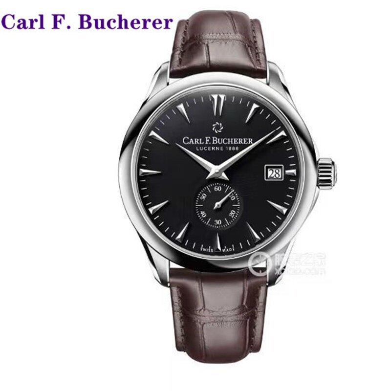 คาร์ลเอฟ Bucherer นาฬิกาควอตซ์สำหรับผู้ชาย, นาฬิกาควอทซ์ธุรกิจลำลองสายสแตนเลสนาฬิกาคุณภาพสูงกันน้ำ