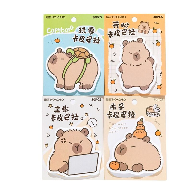 Kawaii Capybara Sticky Notes Pad Mini Durable Account Material Stickers Portable Multifunction Cartoon Animals Memo Pad