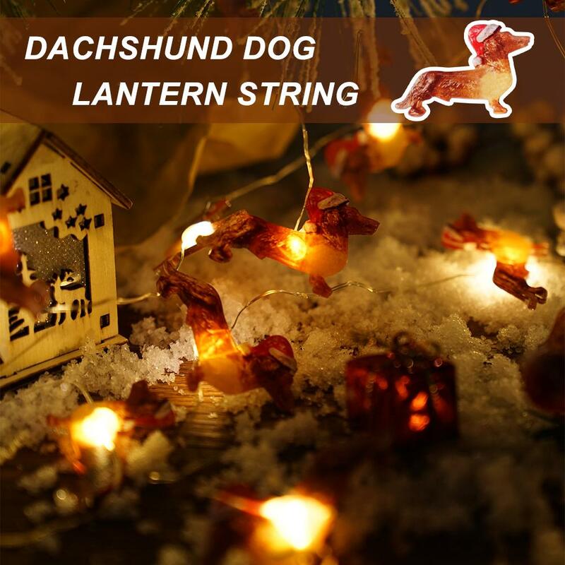 Jamnik łańcuchy świetlne bożonarodzeniowa dekoracja lampki Usb dla szczeniaka zdalnie sterowana bateria Led migoczący z 30 D3q9