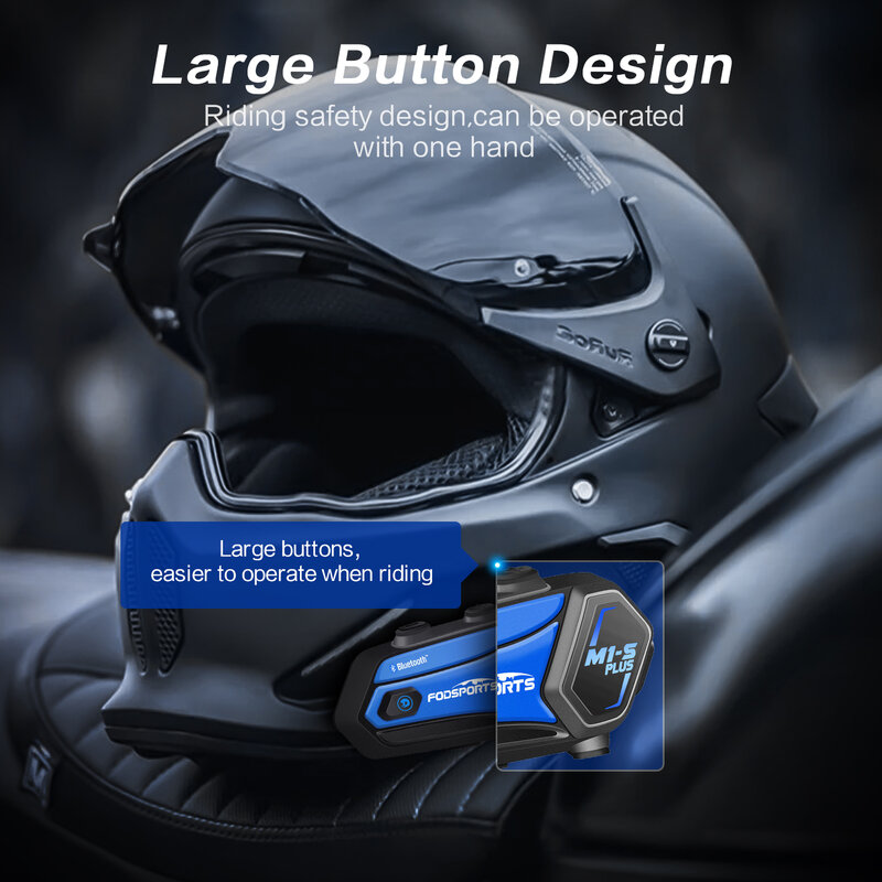 Fodsports-auriculares M1-S Plus para casco de motocicleta, Intercomunicador con Bluetooth, 8 conductores, emparejamiento de música