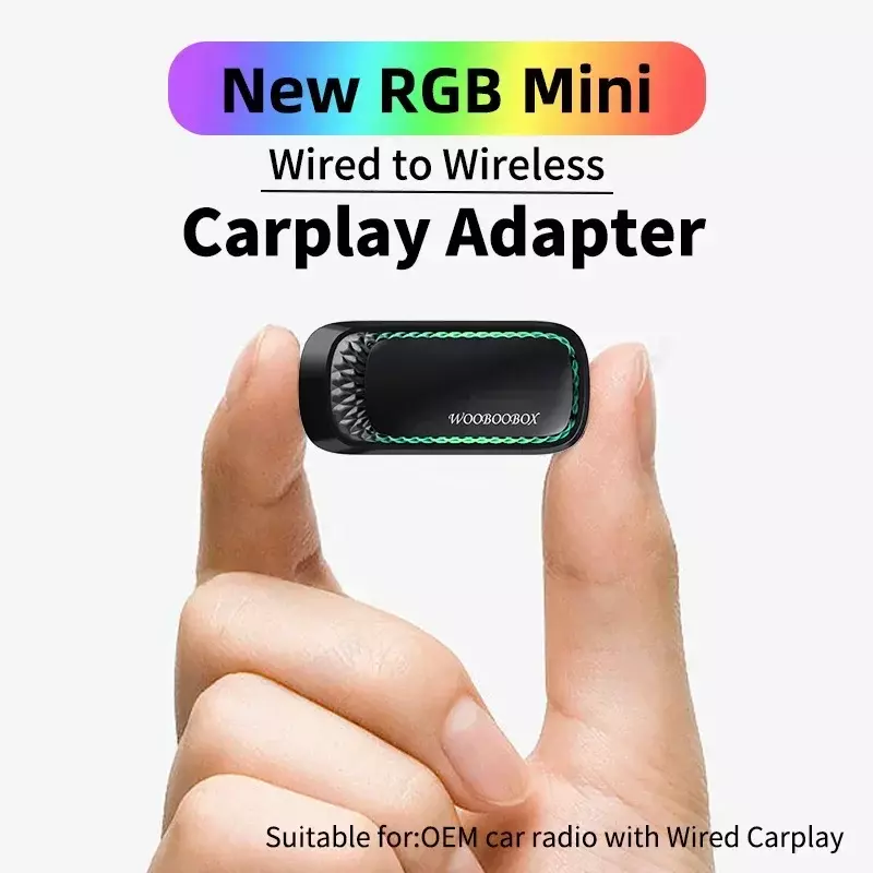 New RGB Mini Carplay AI Box for Apple Car Play Wireless Adapter Car OEM Wired CarPlay To Wireless Smart USB Dongle Plug and Play
