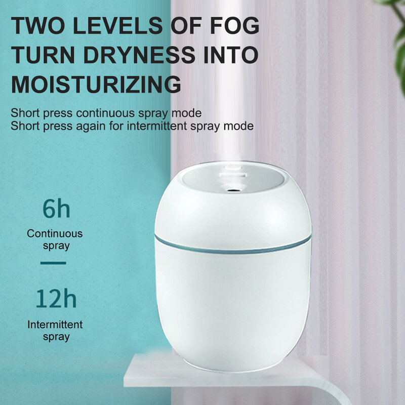 New USB Portable Air Humidifier 250ML Essential Oil Diffuser 2Modes Auto Off with LED Light for Home Car Mist Maker Face Steamer