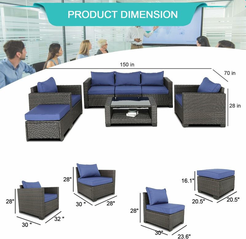 Furniture Sets Conversation Sets Balcony Furniture Outdoor Sectional for Outdoor Indoor Backyard Lawn Garden Porch Poolside