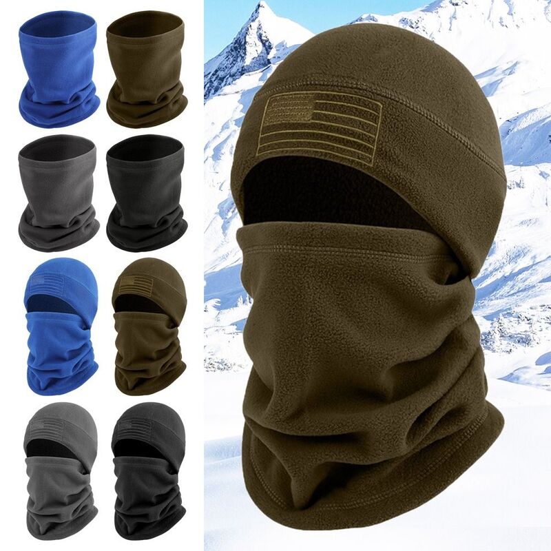 Thick Hat Scarf Set Winter Warm Solid Color Fleece Warm Beanies Cap Women Men