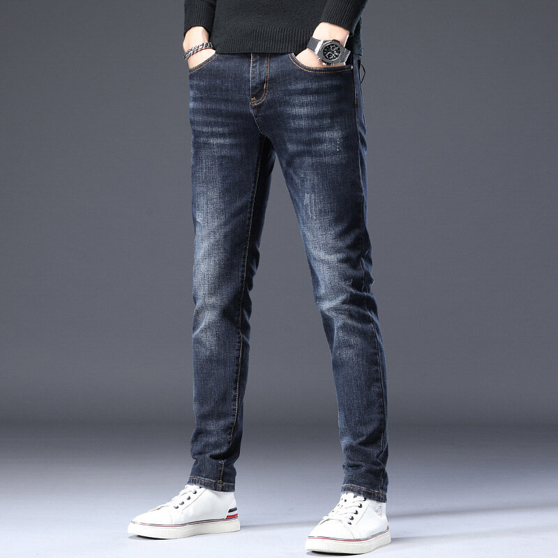 High-End dos homens estiramento Slim Fit Skinny Jeans, bordado impresso, marca de moda de luxo, marca acessível, novo, 2022