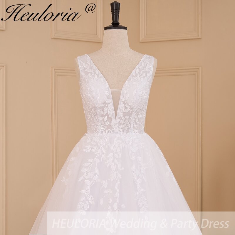 Elegante Spitze Applikation Boho Brautkleid Brautkleid V-Ausschnitt plus Größe eine Linie Hochzeit Brautkleid
