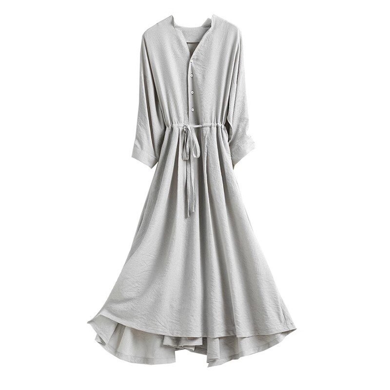 2024 Spring Fashion New First Love French Goddess Style Slim and Comfortable V-neck Shirt Dress Large Women's Wear
