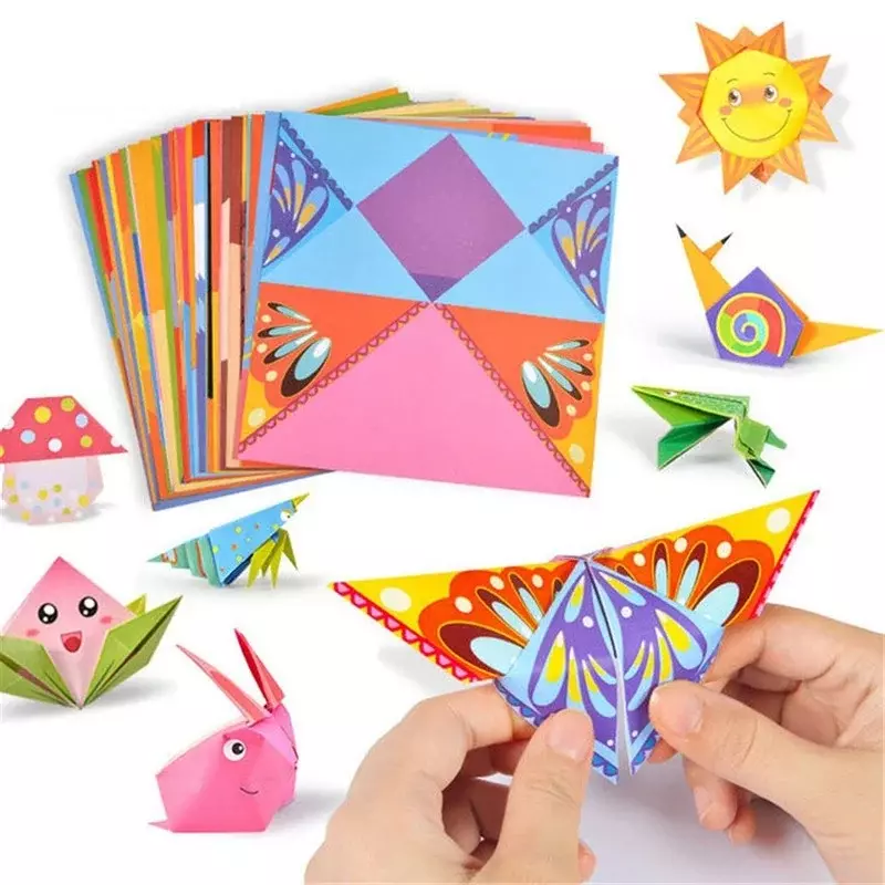 Puzle de papel de Origami para niños, libro con patrón de animales en 3D, juguete plegable, hecho a mano, para guardería, manualidades, 54 piezas