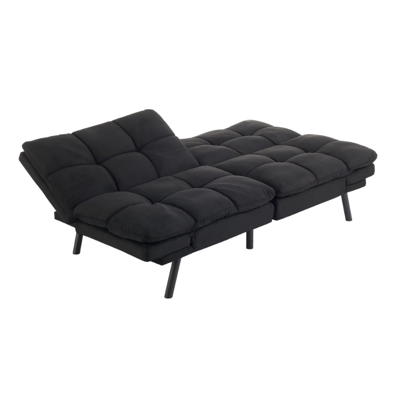 Mainstays-sofá cama plegable Convertible multifuncional, futón de espuma viscoelástica, tela de gamuza sintética negra