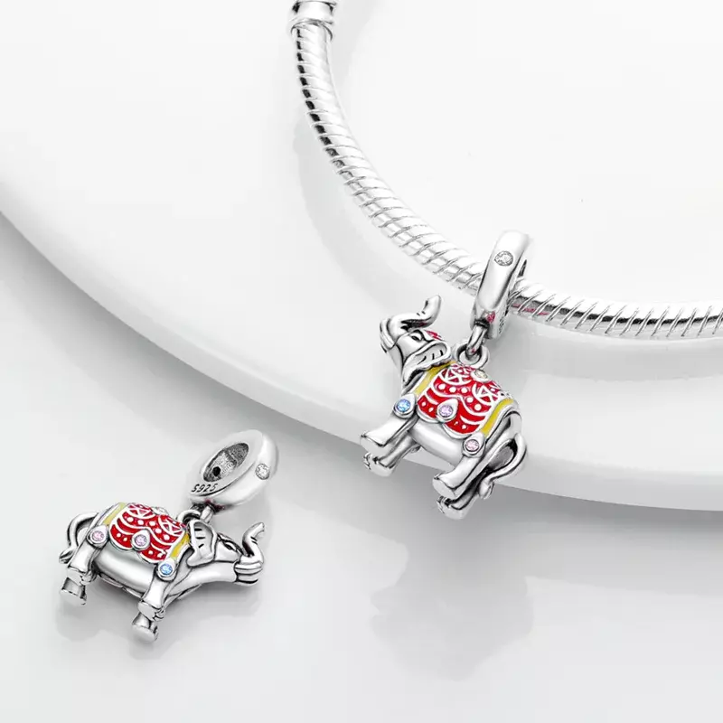 Charms de Plata de Ley 925 con forma de elefante para mujer, abalorios para pulsera pandora Wome Original, fabricación de brazaletes