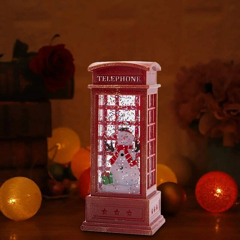 Fbil-linterna de Navidad globo de nieve linterna de Navidad cabina telefónica de nieve brillante de agua para Festival para Niños