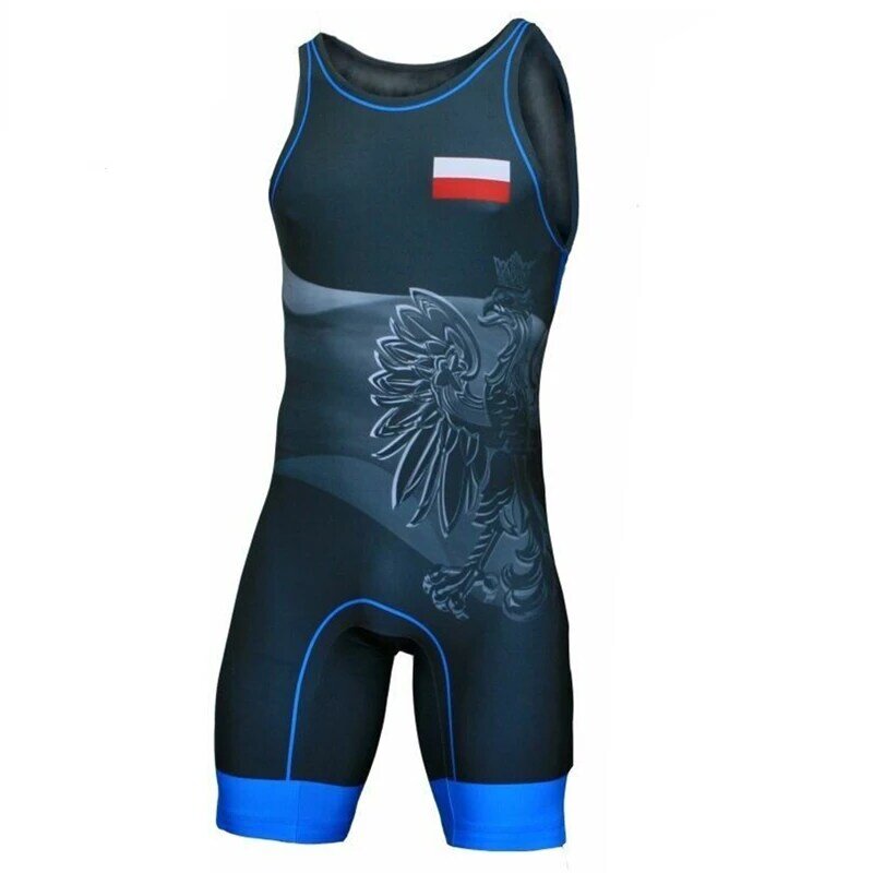 Polônia bandeira wrestling singlet bodysuit collant roupa interior ginásio sem mangas triathlon powerlifting roupas de natação correndo