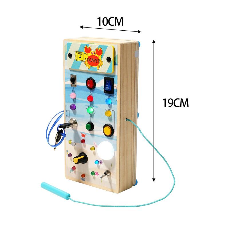 Montessori mainan sensor saklar pendidikan dini perkembangan papan sibuk LED untuk perjalanan balita 1-3 hadiah ulang tahun anak prasekolah