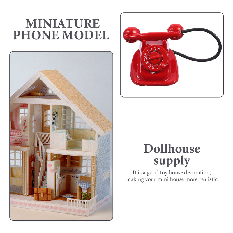 古い昔ながらのミニチュアの電話、家の電話、ヴィンテージの装飾、ミニツール、金属
