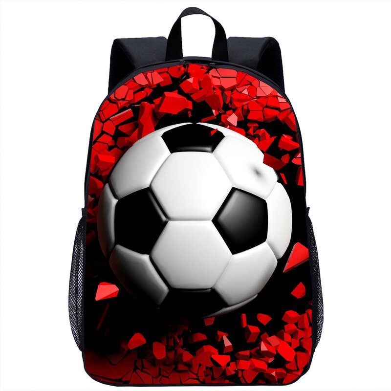 Tas punggung sekolah motif sepak bola, ransel Laptop 16 inci untuk anak laki-laki perempuan, tas buku, tas bahu kasual remaja, tas punggung sekolah motif sepak bola