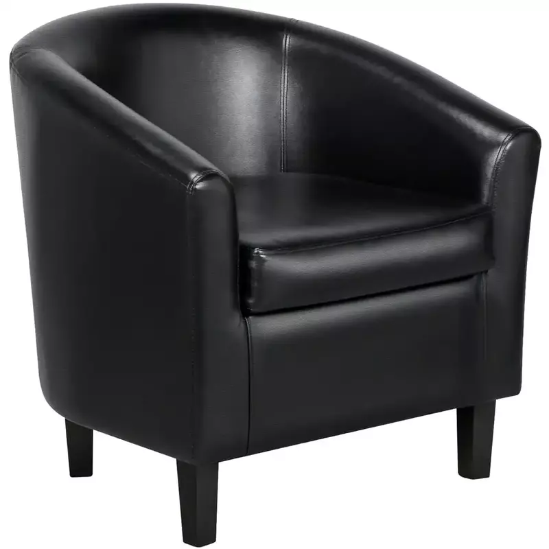 Accent Chair with Leather Foam Rubber Wood Cushioned Armchair Accent Chair