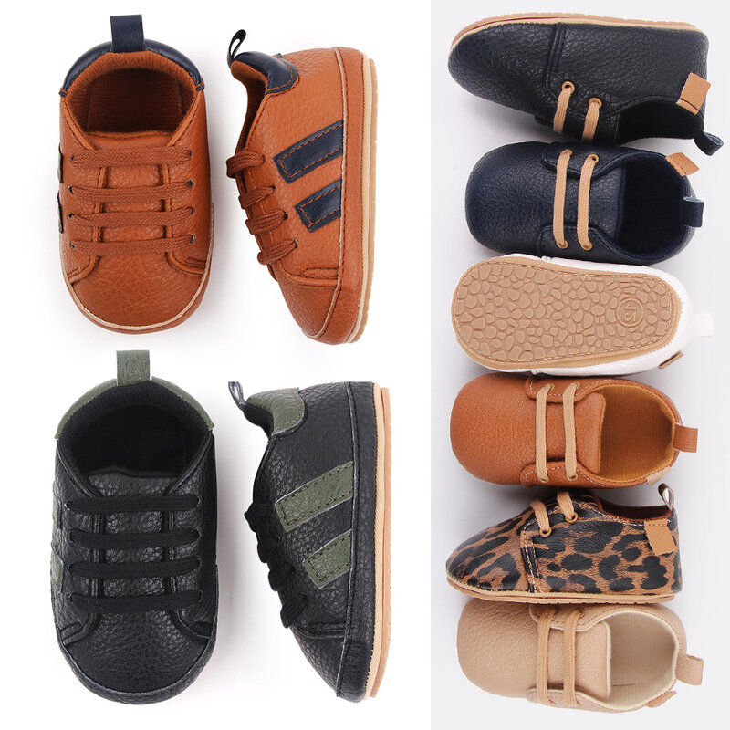 Newborn Baby Boy Shoes Fashion Cute Pu Leather Baby Sneakers Rubber Sole Antiskid Baby Shoes Girl Toddler Infant Crib Shoes