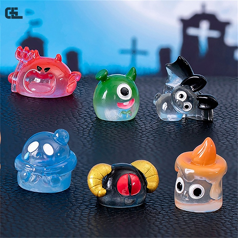 Mini bola de cristal de monstruo de Halloween, adorno de un ojo, calabaza, murciélago, Micro paisaje, decoración, casa de muñecas, juguete en miniatura, 1pc
