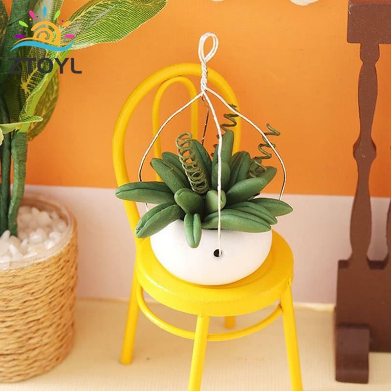 1:12 Poppenhuis Miniatuur Opknoping Potplant Groene Plant Pot Bonsai Tuin Home Decor Speelgoed Pop Huis Accessoires