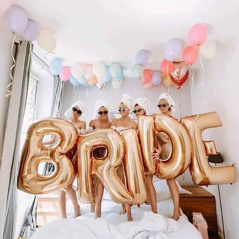 32 Inci Emas Mawar Perak Pengantin Menjadi Balon Dekorasi Pernikahan Pengantin Surat Foil Balon Pengantin Perlengkapan Pesta Bujangan