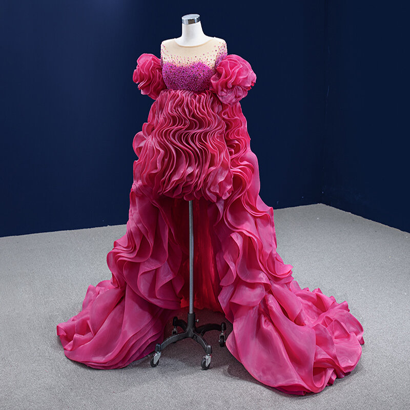 Luxury Prom Dresses คุณภาพสูงอย่างเป็นทางการ Gowns Puffy ด้านล่างชุดราตรีจีบเสื้อคลุม De Soirée คลอดบุตรชุดที่กำหนดเอง