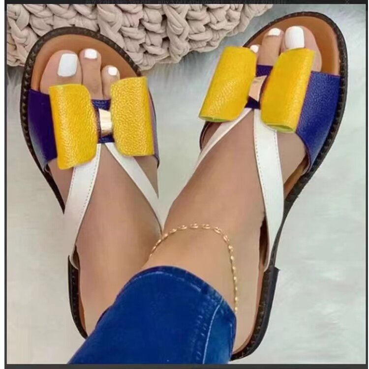 Zapatillas de verano para Mujer, sandalias informales con nudo de mariposa, planas, sin cordones, 2024