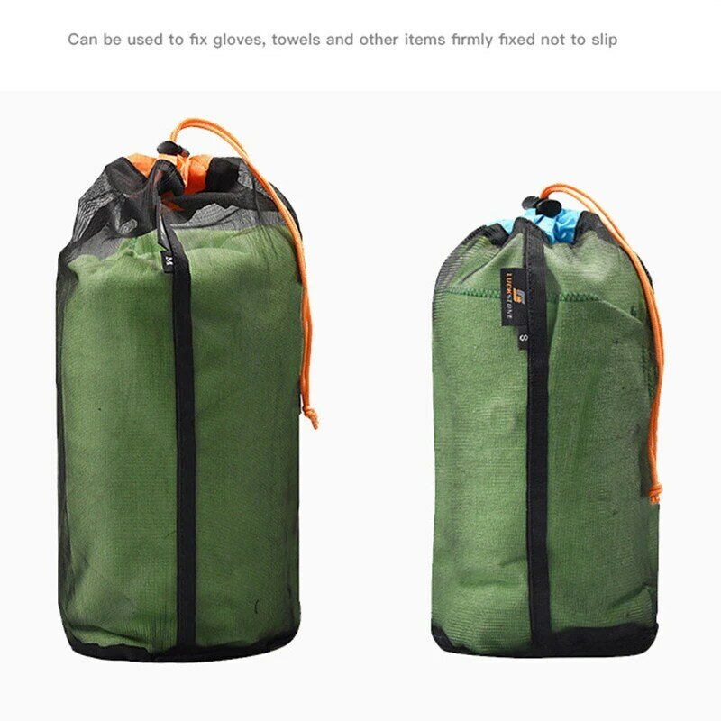 5 Size Reizen Mesh Opslag Ultralight Zak Outdoor Trekkoord Stuff Sack Camping Traveling Organizer Wandelen Tool Accessoires