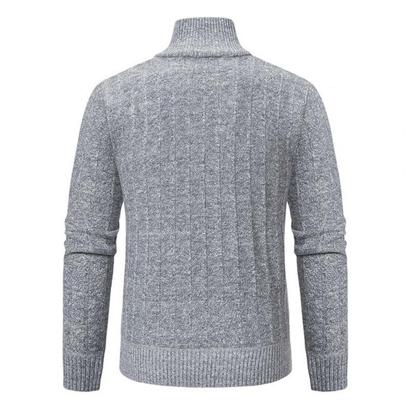 Autumn Winter Sweater Men Zipper Design Stand Collar Long Sleeve Pullover Thin Casual Bottoming Sweater Top sueteres para hombre