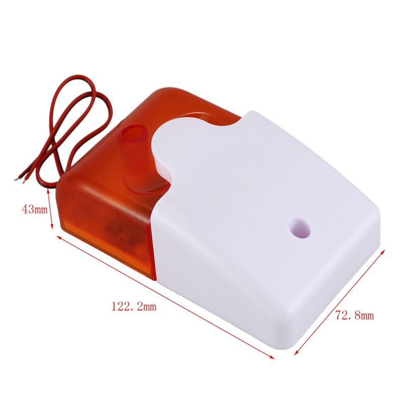 2X Mini Wired Strobe Warning Siren Durable Dc 12V Sound Alarm Flashing Light Sound Siren Horn Home Security Alarm System 115Db B