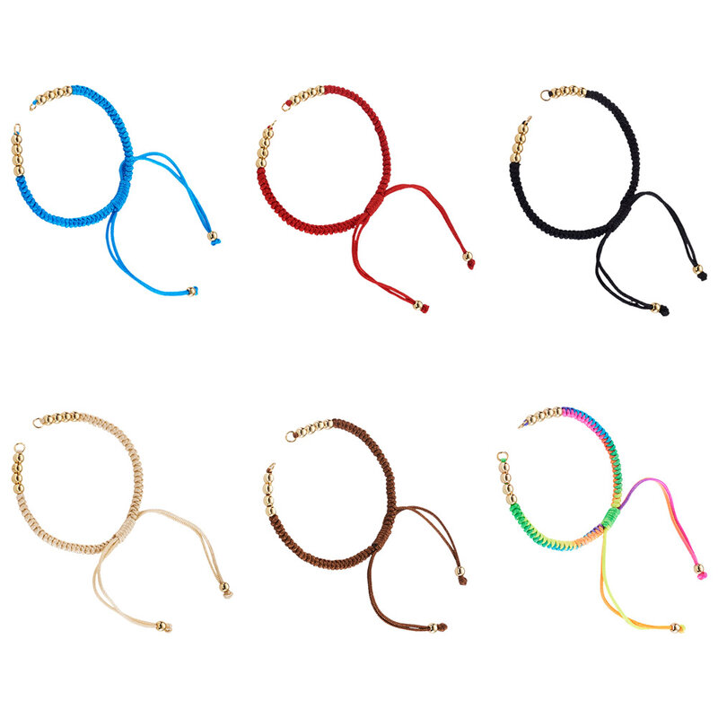 12 stücke verstellbare Nylons chnur geflochtenes Armband bunte Strick faden Armband mit End befund für DIY Schmuck herstellung