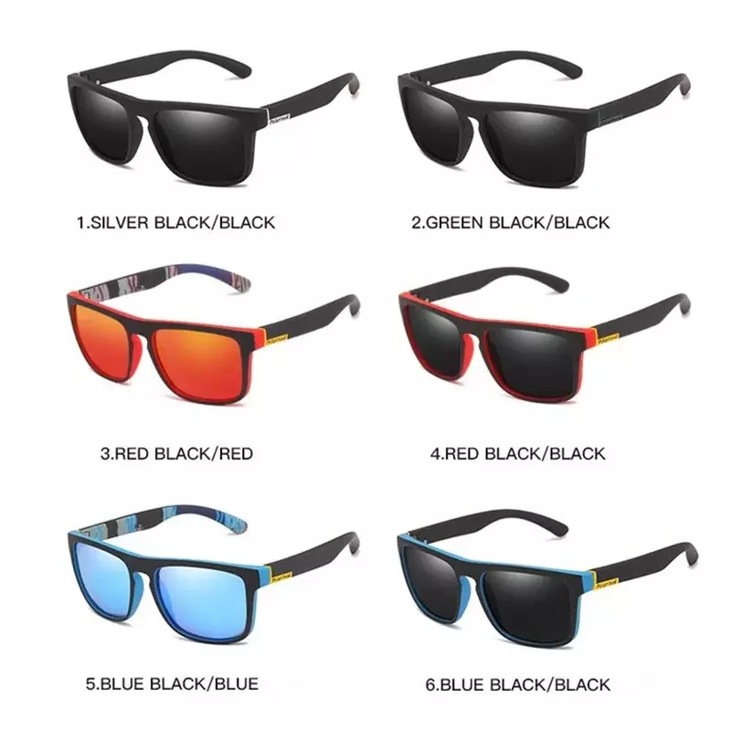 1 buah kacamata hitam terpolarisasi Klasik Pria Wanita kacamata persegi mengemudi merek Fashion kacamata bersepeda memancing Travel Gafas De Sol