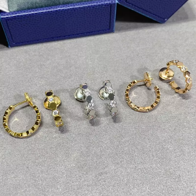 Najwyższej jakości srebrne kolczyki o strukturze plastra miodu S925 dla pań Szlachetna moda Luksusowa marka Biżuteria Prezenty imprezowe