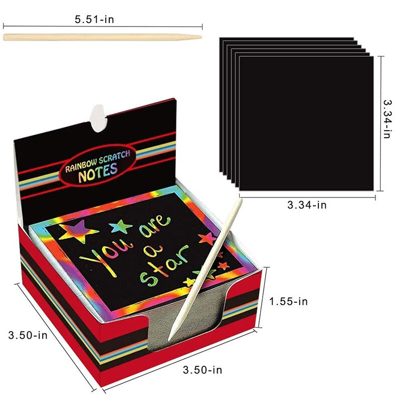 100/5 pezzi fai da te arcobaleno magico Sticky Notes Set bambini nero Scratch Art Craft kit Pad disegno modello pittura giocattoli