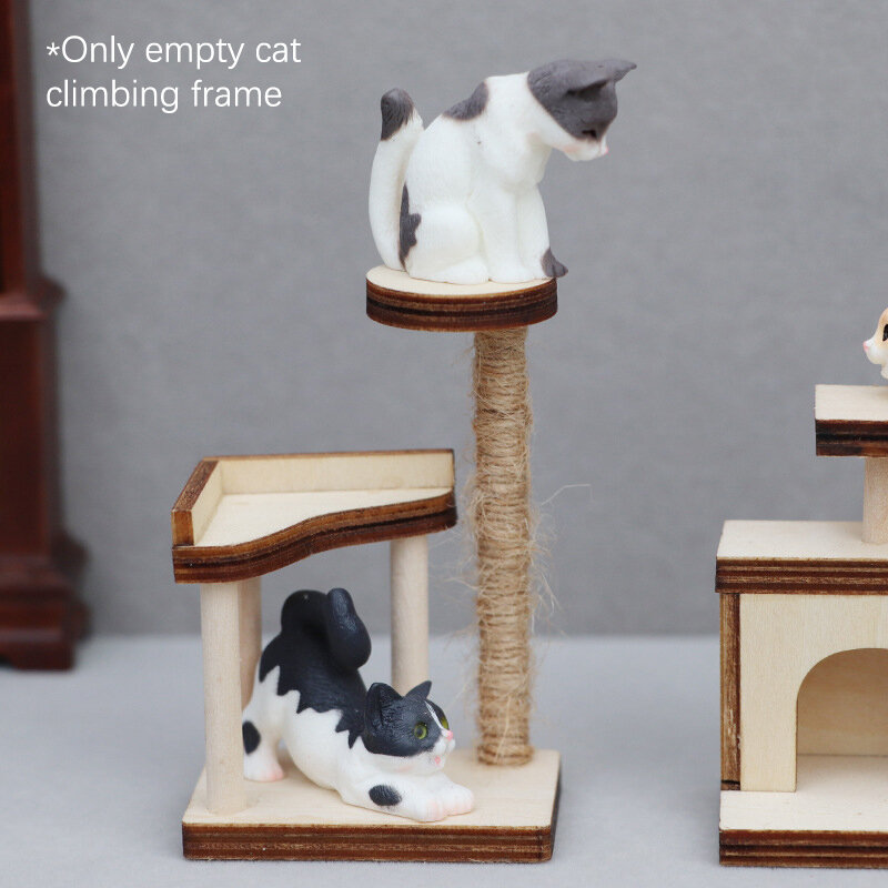 1Pc 1:12 1:6 Wooden Dollhouse Miniature Cat Climbing Tree Model Pet Furniture Home Decor Toy Doll House Decoraion Accessories