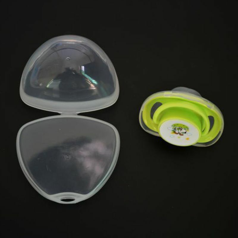 Chupete simulado para bebé, caja almacenamiento sin BPA con protector para pezones, soporte transparente seguro para chupete