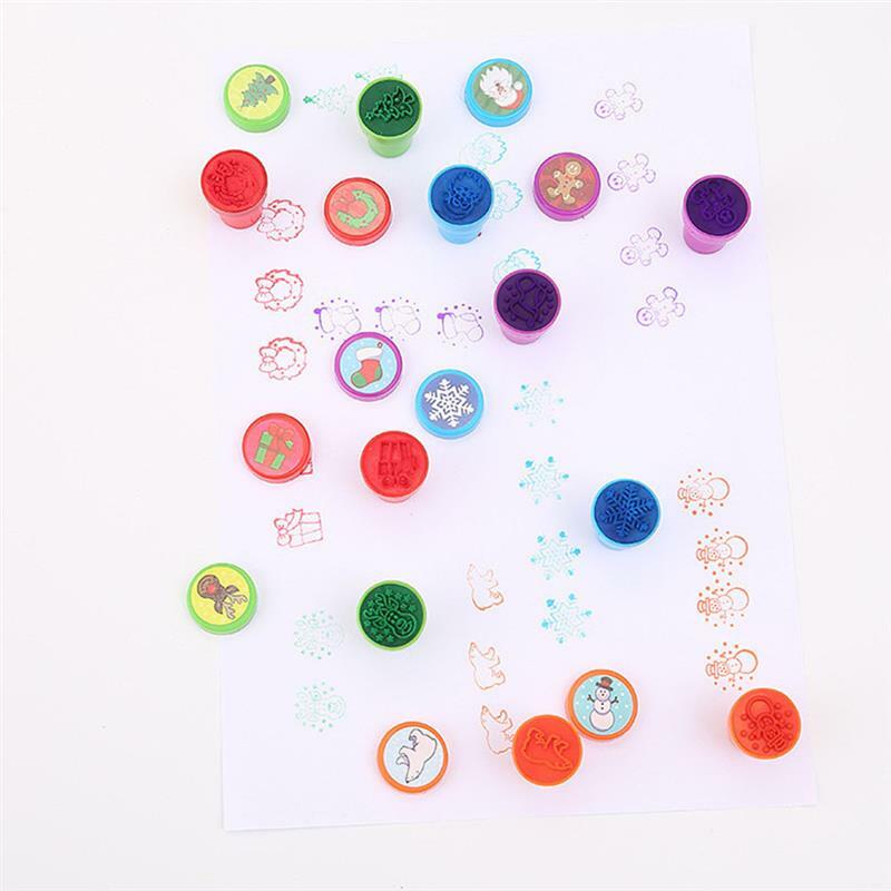 10 Chiếc Giáng Sinh Stampers Nhiều Màu Sắc Hình Hoạt Hình Stamper Tự Làm Chất Liệu Cho Trẻ Em
