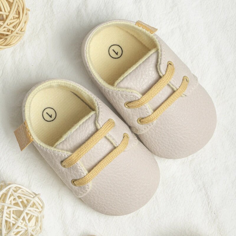 2023 New Baby Shoes Fashion Casual Infant Boys Leather Anti-Slip Falt Rubber Sole Toddler First Walkers Baby Sneakers 0-18Months