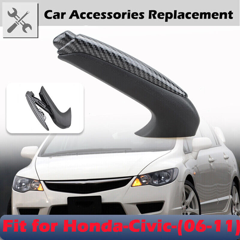 คาร์บอนไฟเบอร์ด้านหน้าเบรคมือ Trim สำหรับ Honda Civic Coupe ซีดาน2006-2011 Handbrake Lever Knob Molding Decals