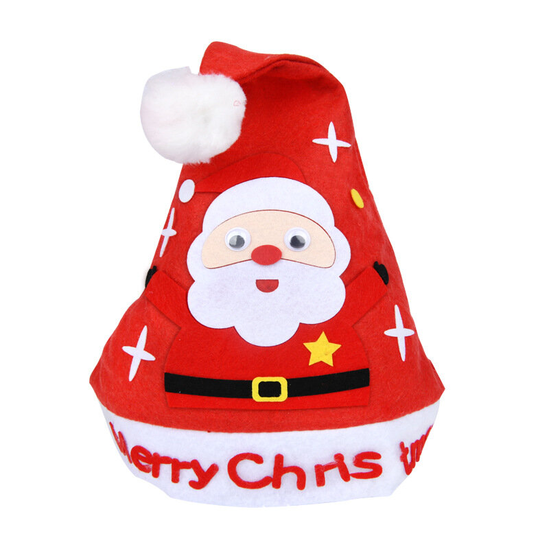手作りのクリスマス帽子のおもちゃ,幼稚園の創造的な材料,不織布,工芸品,パーティーの装飾,教育玩具,DIY, 3個