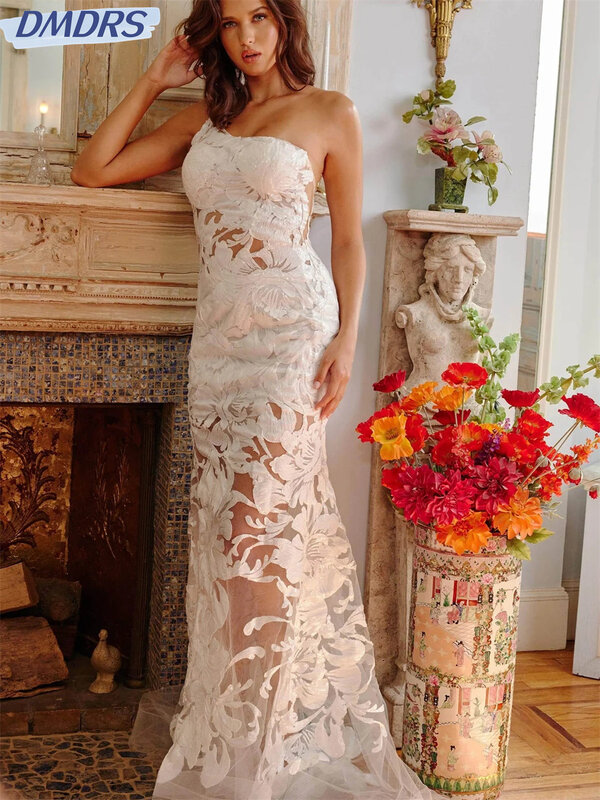 Gaun Prom A-Line lengan Satu bahu sederhana gaun malam elegan 2024 gaun panjang lantai klasik Vestidos De Novia