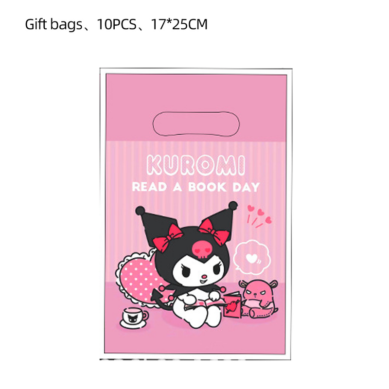 Bolsas de regalo de Hello Kitty para decoración de fiesta de cumpleaños, bolsa de dulces Kawaii Kuromii Cinnamorolll, favores de Baby Shower para niños, suministros para fiestas