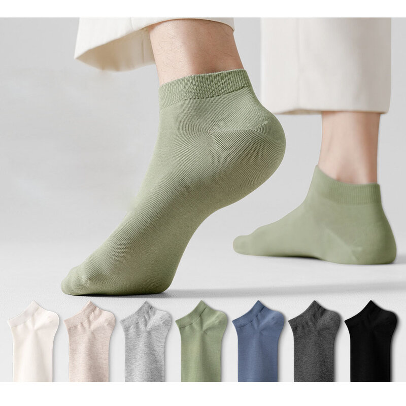 สูงผ้าฝ้ายที่มีคุณภาพถุงเท้าสั้นสำหรับผู้ชายธุรกิจ Comfort ถุงเท้าข้อสั้นระบายอากาศชายถุงเท้าสบายๆถุงเท้าตัดต่ำสีทึบขายส่ง