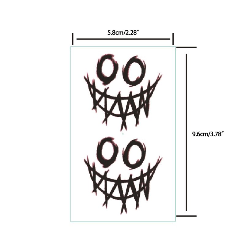 Halloween Temporary Sticker Clown Scary Mouth Funny Face Decals for Party Drop Shipping