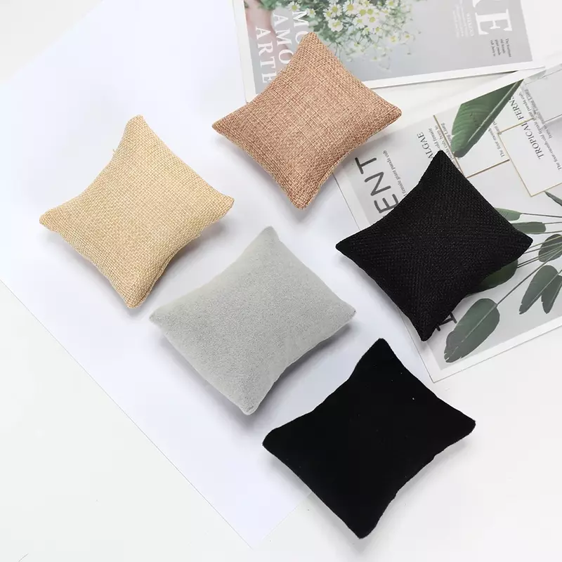 5 Colors Beige Black Grey Fabric Pillow For Watch Bangle Bracelet Display Holder Gift Jewelry Cushion DIY Accessories Wholesale