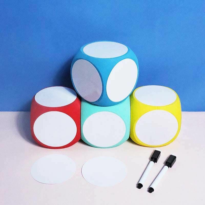 Dry Erase Block 4x4Inch Wipe Off Cube for Math Practice Educational White Board Dice Set Maths White Board