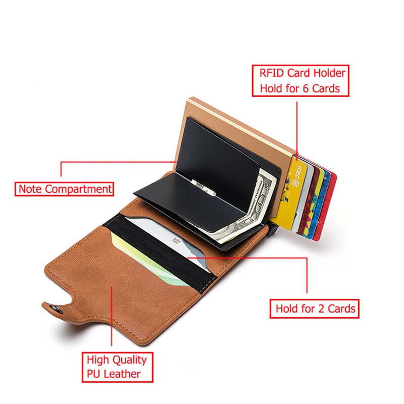 Customized Wallet 2024 Credit Card Holder Leather Blocking Rfid Wallet Men id bank card holder Anti thief Wallet Card Case Purse