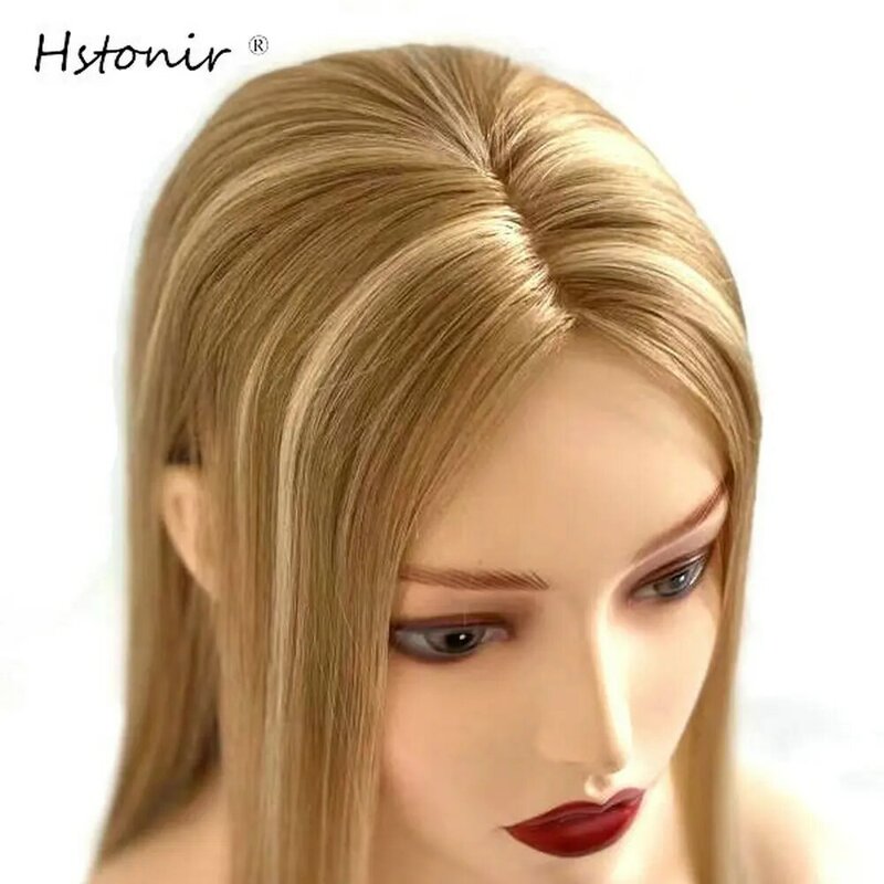 Hstonir prawdziwa peruka 100% ludzkich włosów peruki damskie 4x4 Silk Top Judaico blond wyróżnij peruka pełna koronka europejska Remy włosy G045