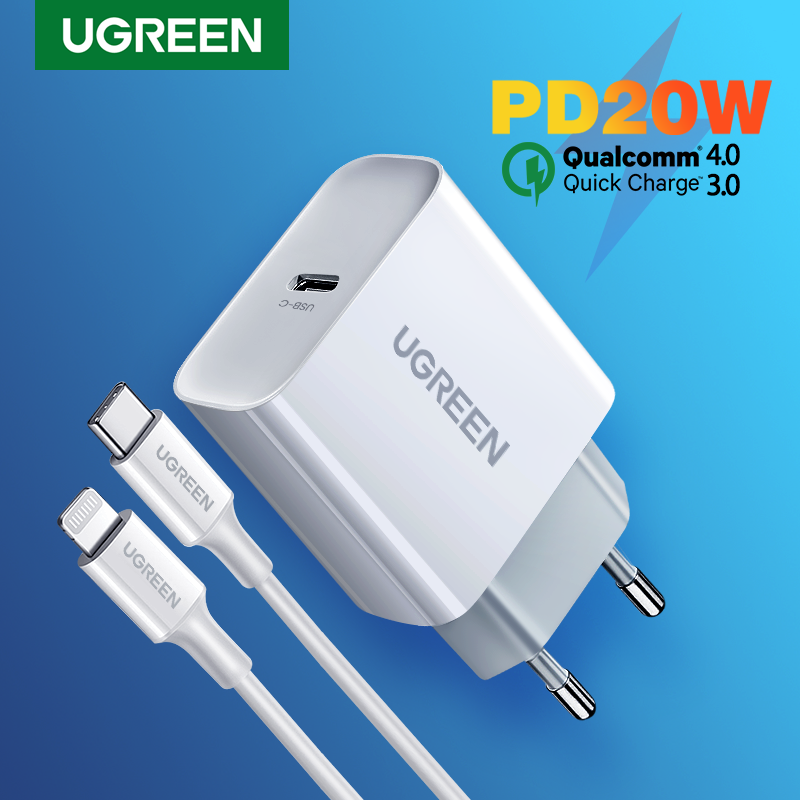 Ugreen – Chargeur USB à Charge Rapide de Type C, Puissance de 18 W, PD, USB 4.0, 3.0, pour iPhone 8, X, XS, Huawei, Samsung